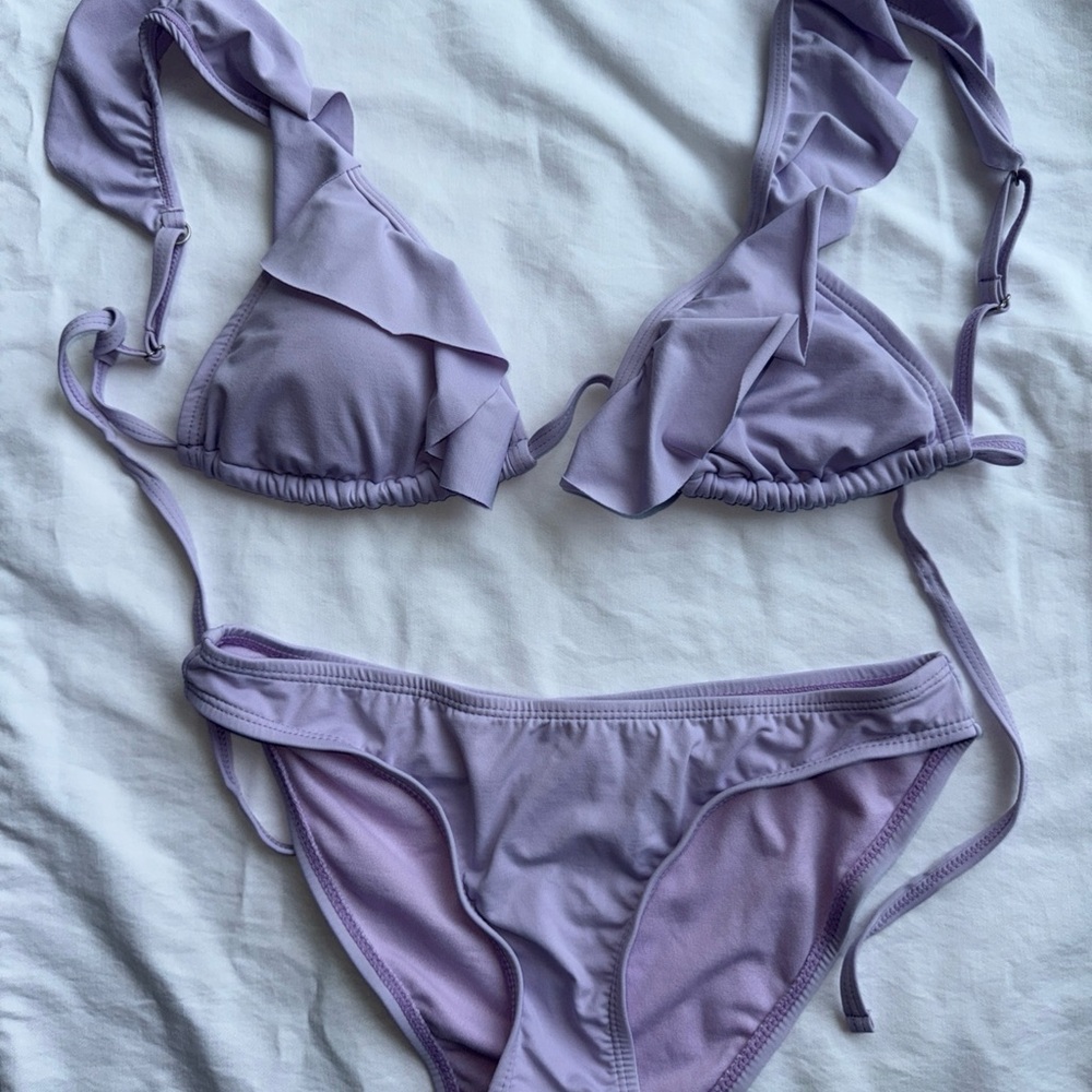 Lavender Ruffle Bikini Set